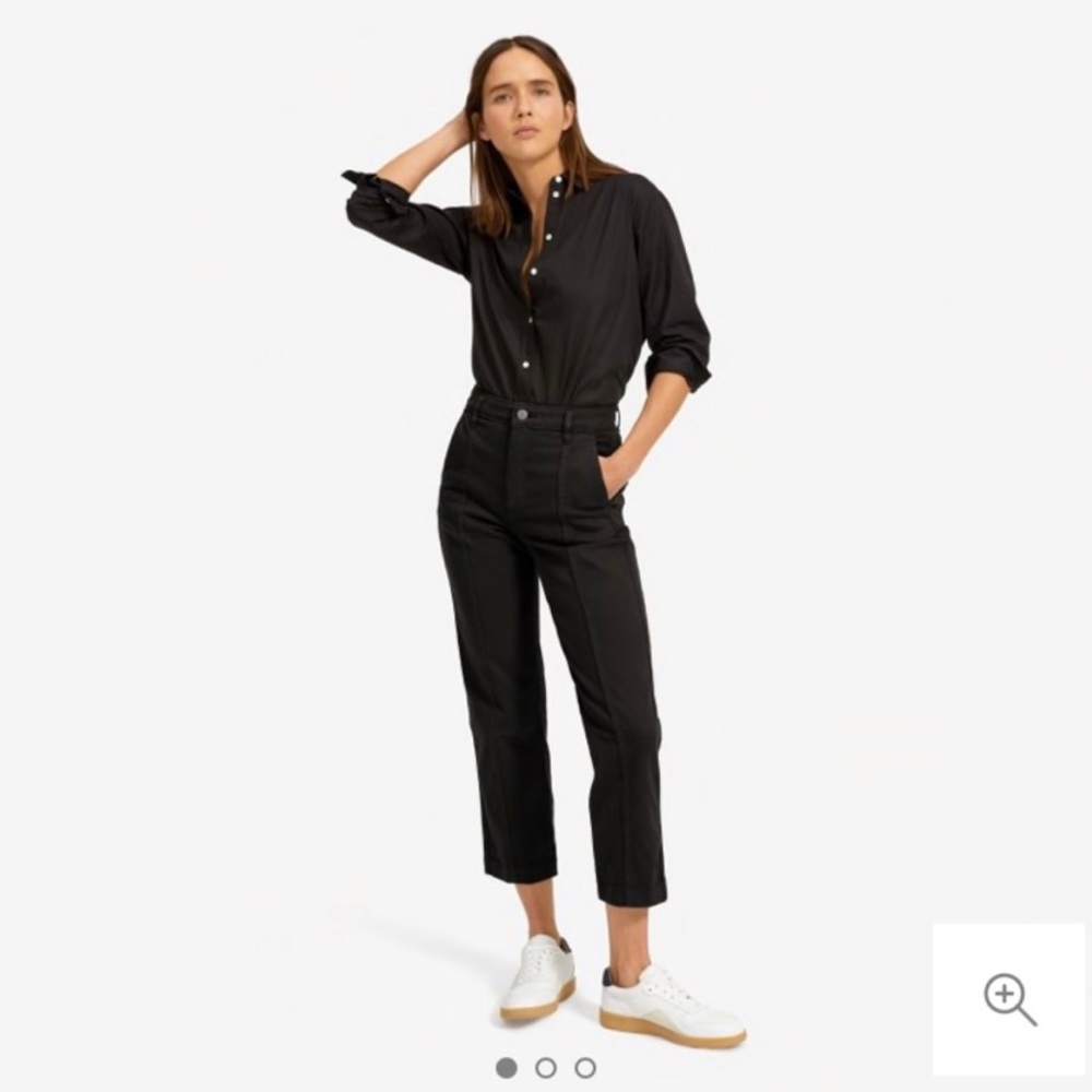 Everlane black straight leg utility pants, size 4R